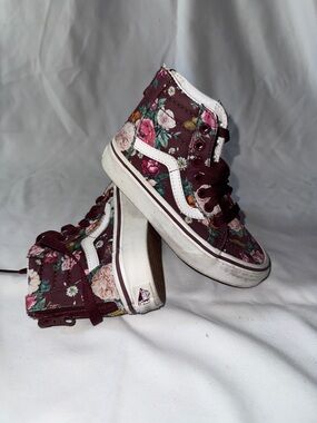 Vans Burgundy Floral High-Top Sneakers